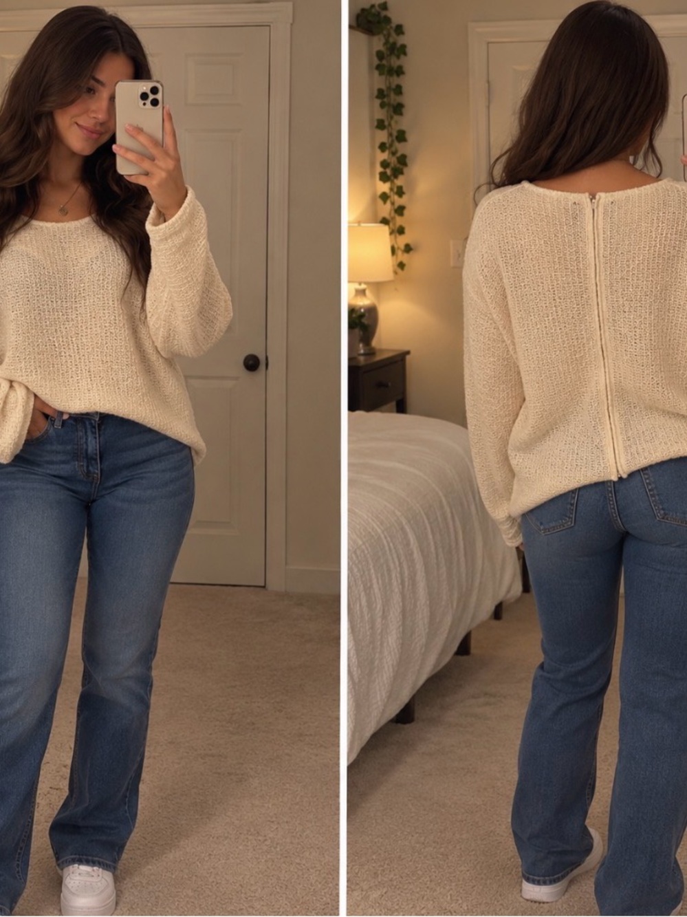 Abercrombie & Fitch Cream Knit Crewneck Sweater